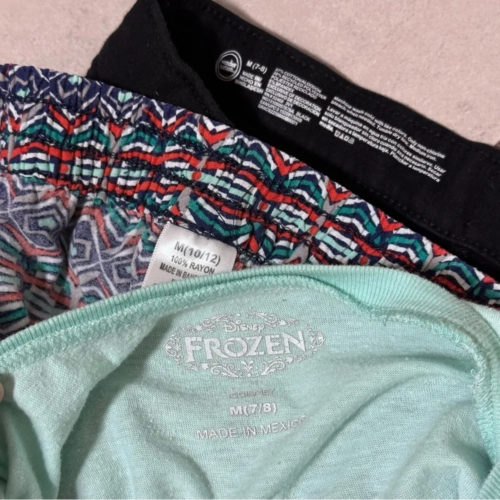 Frozen‎ & Wonder Nation Kids Girls Shirts, Shorts size M(7-8).
